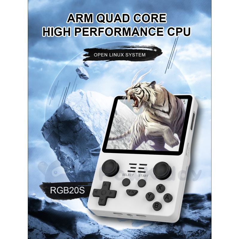 Consola de juegos portátil POWKIDDY RGB20S pantalla IPS 3.5 pulgadas sistema de código abierto increíbles gráficos