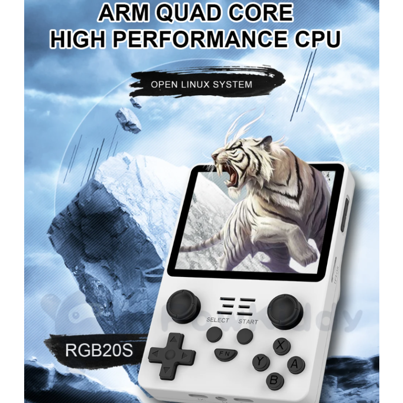 POWKIDDY RGB20S consola de juegos retro portátil con pantalla IPS 3.5’’ emuladores N64 PS1 juegos nostálgicos