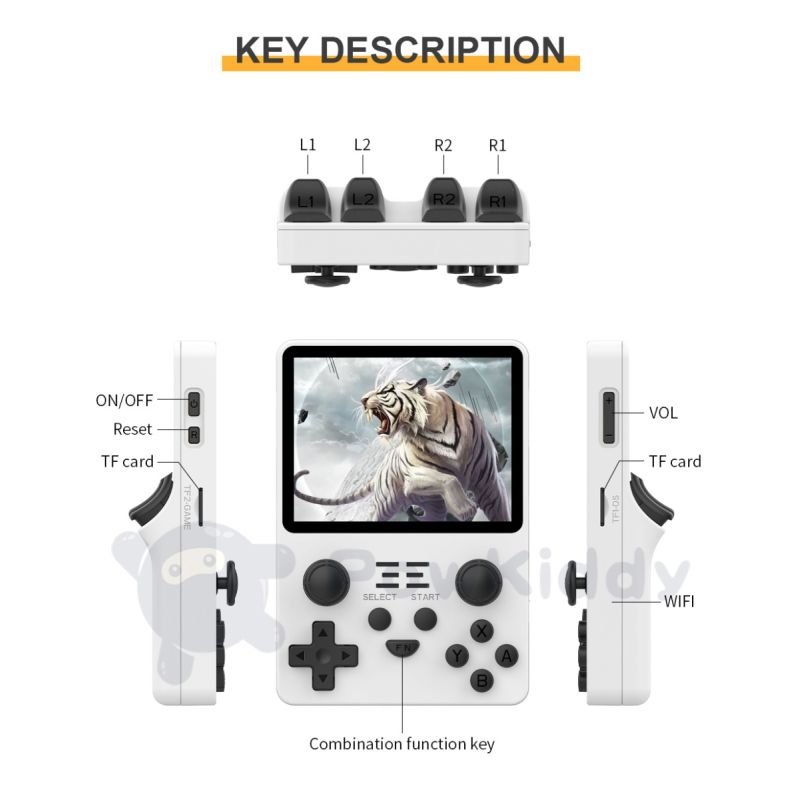 Consola de juegos portátil POWKIDDY RGB20S pantalla IPS 3.5 pulgadas sistema de código abierto increíbles gráficos