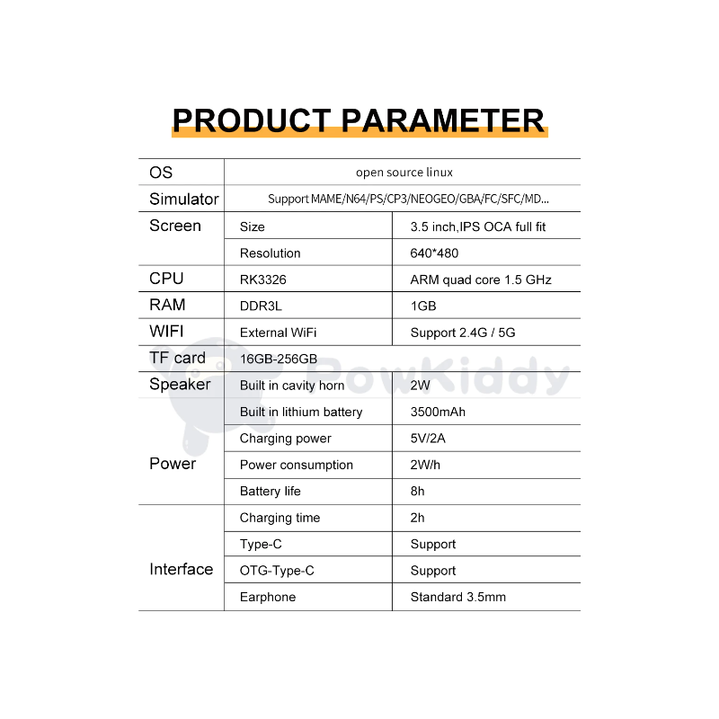 POWKIDDY RGB20S consola de juegos retro portátil con pantalla IPS 3.5’’ emuladores N64 PS1 juegos nostálgicos