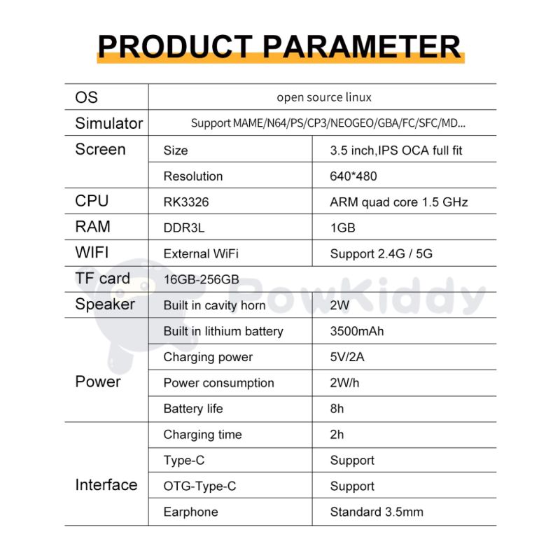 Consola de juegos portátil POWKIDDY RGB20S pantalla IPS 3.5 pulgadas sistema de código abierto increíbles gráficos