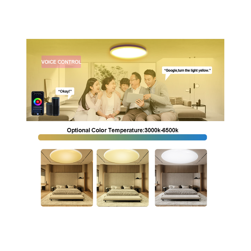 Lámpara de Techo Inteligente Tuya Zigbee 24W RGBCW Alexa Control por Voz Eficiencia Energética Hogar Inteligente