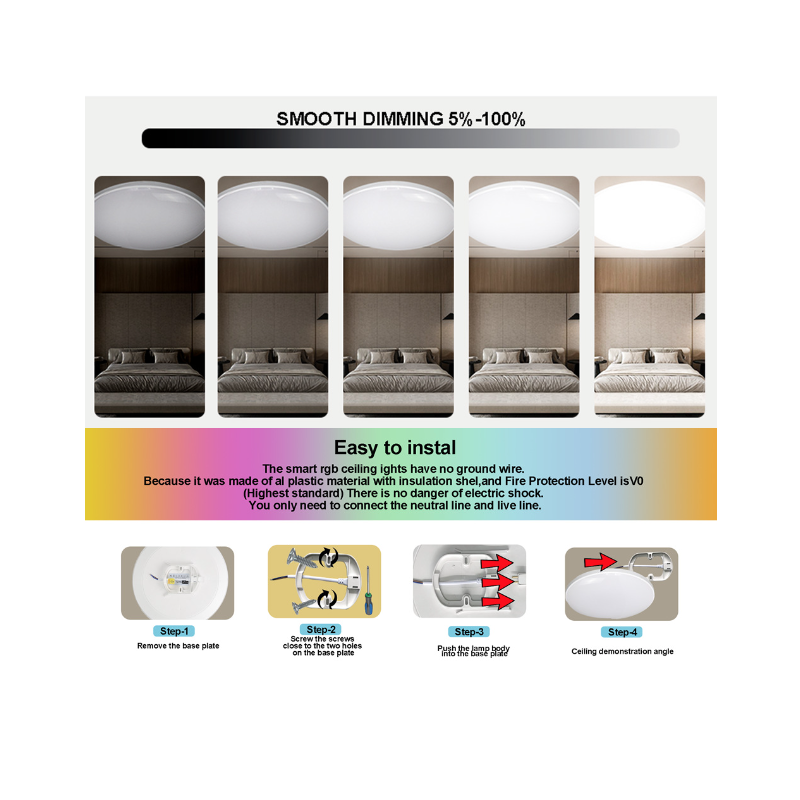 Lámpara de Techo Inteligente Tuya Zigbee 24W RGBCW Alexa Control por Voz Eficiencia Energética Hogar Inteligente