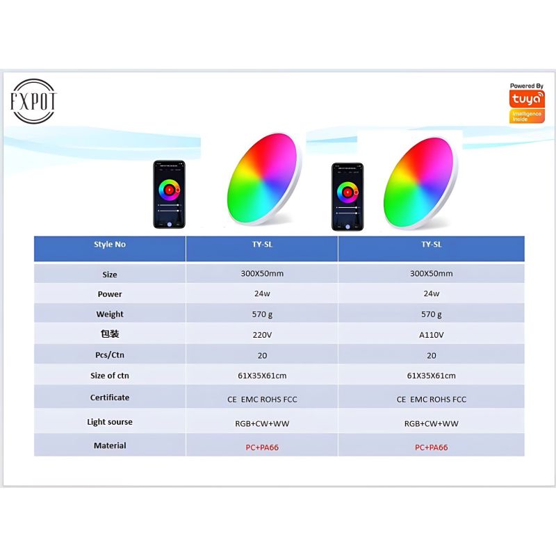 Lámpara de Techo Inteligente Tuya Zigbee 24W RGBCW Alexa Control por Voz Eficiencia Energética Hogar Inteligente