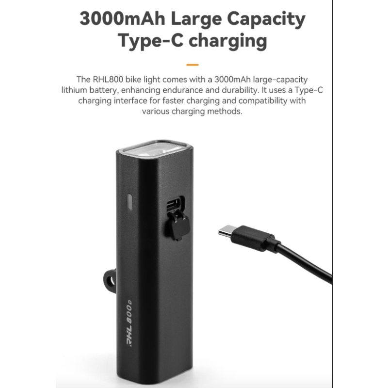 Luz delantera ROCKBROS RHL-1000LUMEN impermeable tipo C ciclismo nocturno LED 1000 lúmenes alta visibilidad