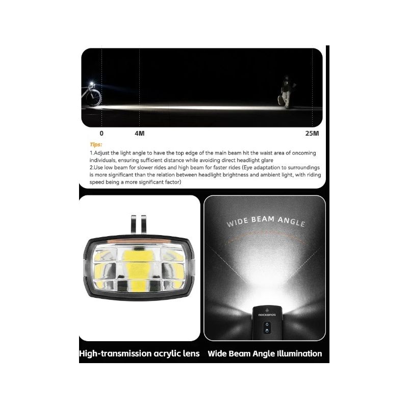 ROCKBROS RHL3000 luz de bicicleta LED 3000 lúmenes 10000mAH impermeable para MTB y ciclismo de carretera