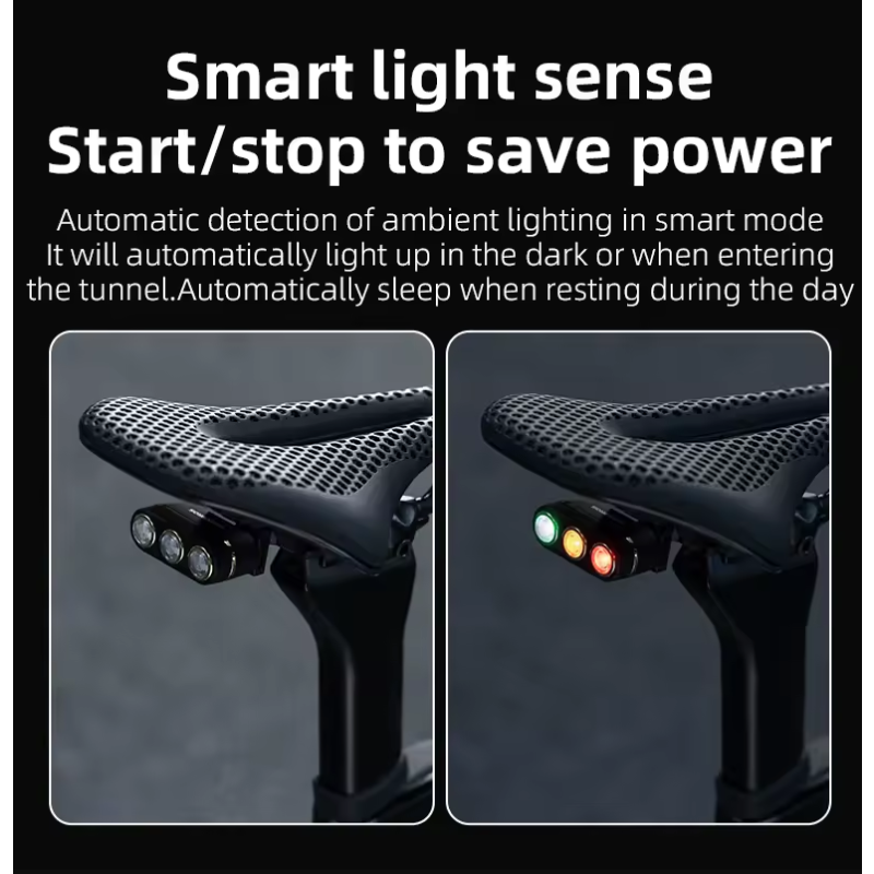 ROCKBROS Luz Trasera Inteligente Ciclista: Freno, Tipo-C, IP64. Seguridad Día/Noche en Carretera/Montaña