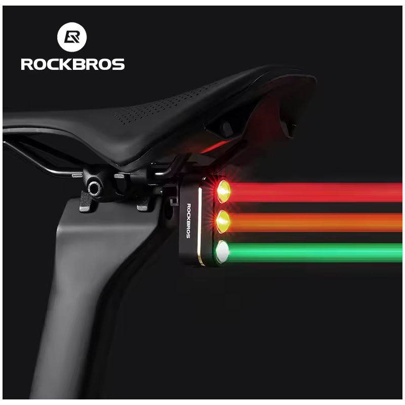 ROCKBROS Luz Trasera Inteligente Ciclista: Freno, Tipo-C, IP64. Seguridad Día/Noche en Carretera/Montaña
