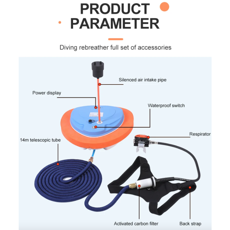 Ventilador de Buceo Z270 Z500 Equipo de Snorkel Portátil con Regulador y Batería para Exploración Submarina