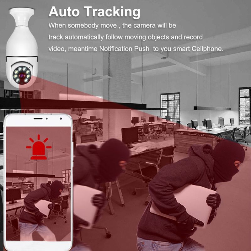 Cámara HD E27 5G Wifi Visión Nocturna Seguimiento Automático Audio Bidireccional Cobertura 360° Hogar Inteligente