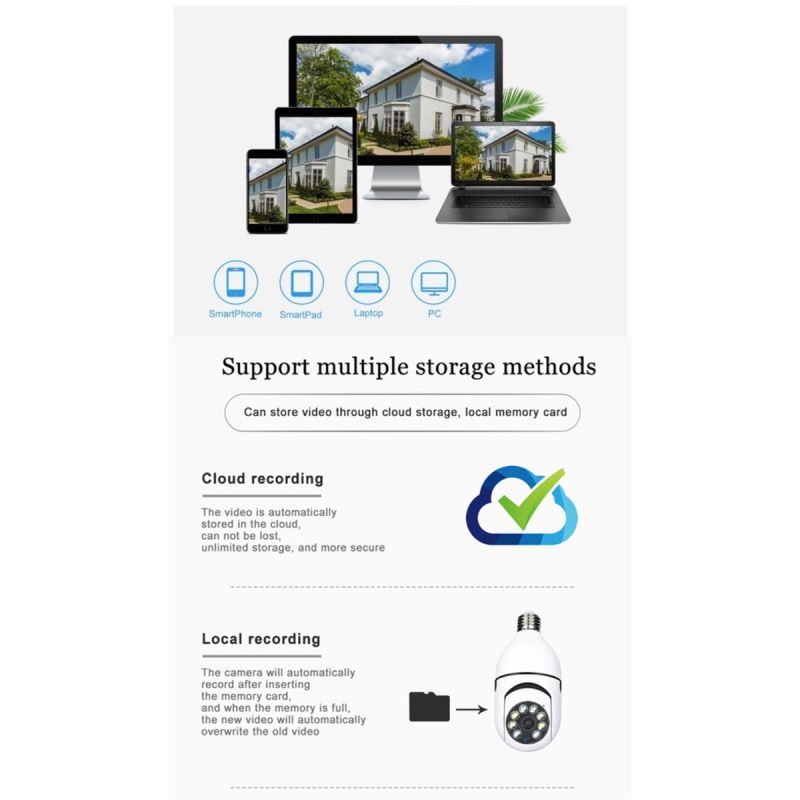Cámara HD E27 5G Wifi Visión Nocturna Seguimiento Automático Audio Bidireccional Cobertura 360° Hogar Inteligente