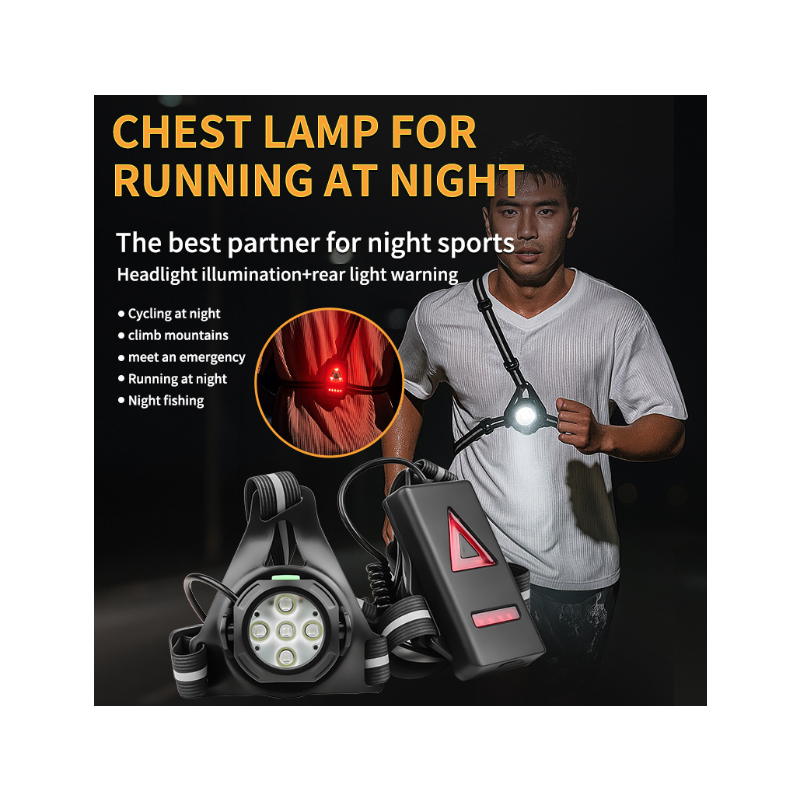 Luz Pecho Correr LED, 500LM, 90° Ajustable, Impermeable. Visibilidad Nocturna y Seguridad!