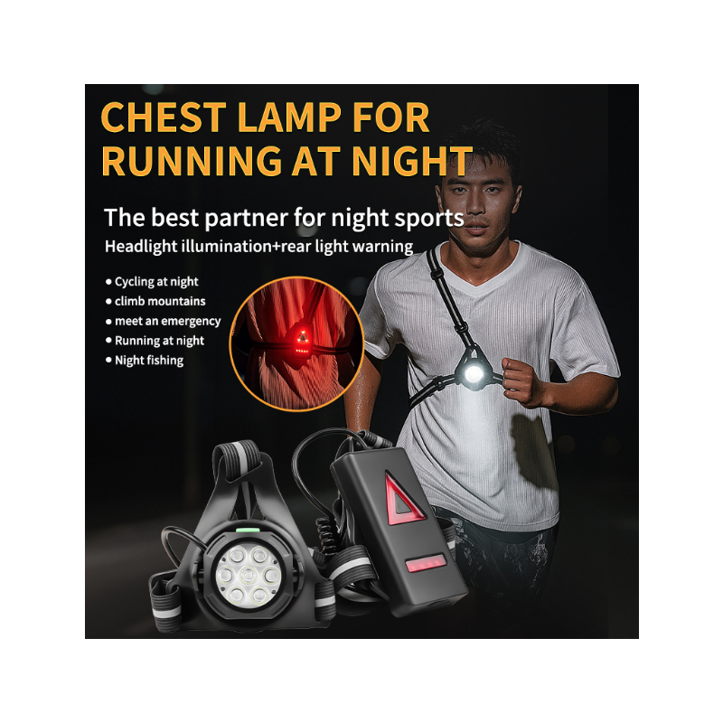 Luz Pecho Correr LED, 500LM, 90° Ajustable, Impermeable. Visibilidad Nocturna y Seguridad!