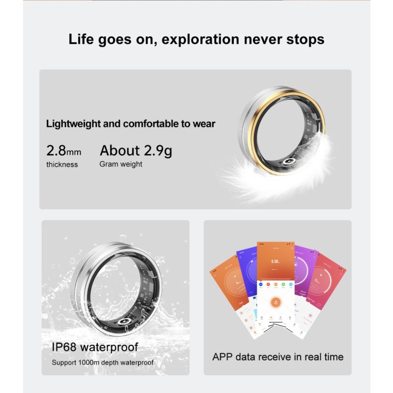 Anillo Inteligente Multifuncional entusiasta fitness y salud oxígeno en sangre tecnología portátil elegancia