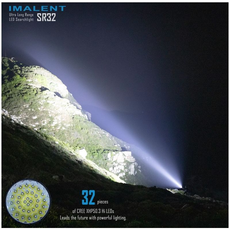 Linterna potente IMALENT SR32 con 120000 lúmenes linterna LED para iluminación aventura y emergencia exterior
