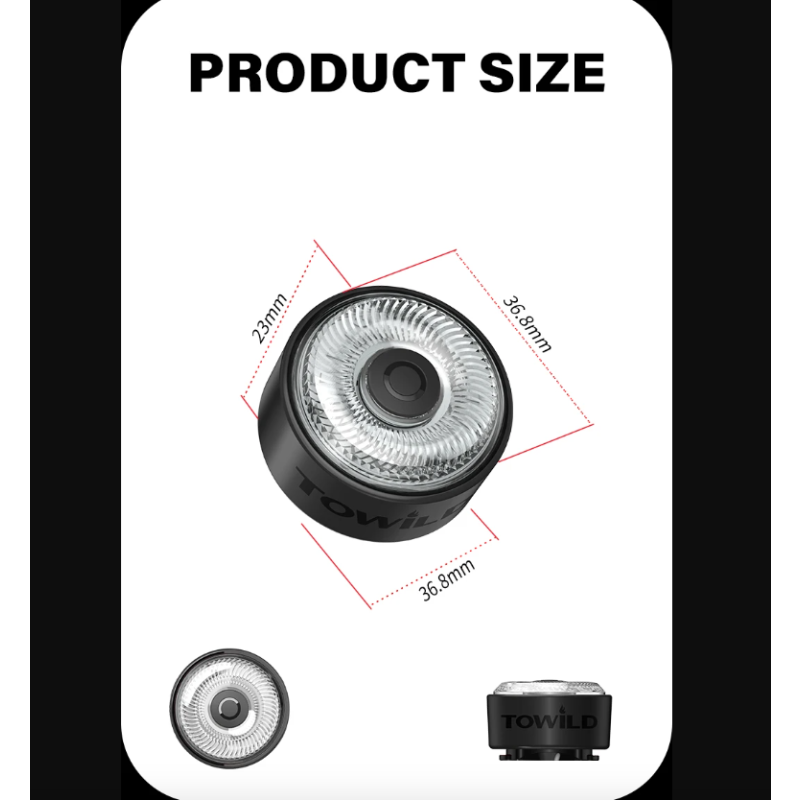 Luz trasera LED TOWILD TL03Pro visibilidad ciclismo con sensor freno inteligente y destello siete colores