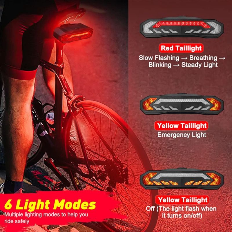 Luz trasera bicicleta inteligente 5 en 1: Alarma, Intermitentes, Bocina. Recargable, Seguridad Ciclismo.