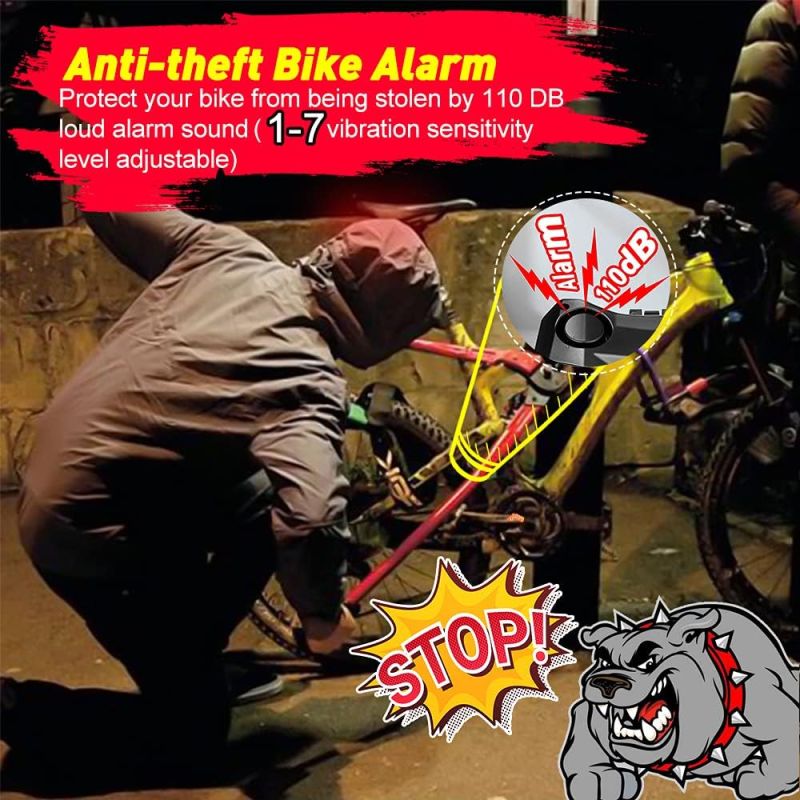 Luz trasera bicicleta inteligente 5 en 1: Alarma, Intermitentes, Bocina. Recargable, Seguridad Ciclismo.
