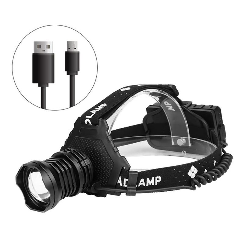Lámpara de Cabeza LED 8000LM Faro Recargable USB Modos Ajustables Impermeable Ideal para Iluminación Exterior