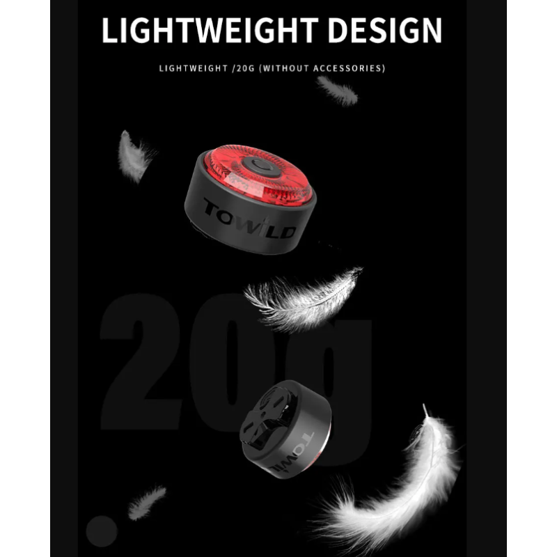 Luz trasera inteligente para bicicleta TOWILD TL03 con sensor de freno automático y modos de flash versátiles