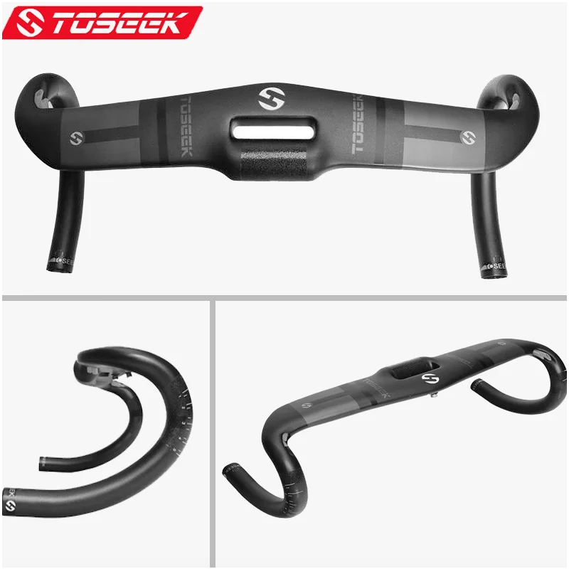 Manillar de Carbono TOSEEK 31.8mm 400mm 420mm 440mm Ligero con Enrutamiento Interno Ideal para Ciclismo de Ruta