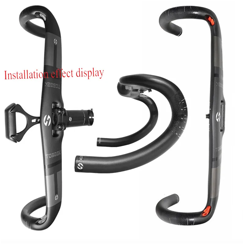Manillar de Carbono TOSEEK 31.8mm 400mm 420mm 440mm Ligero con Enrutamiento Interno Ideal para Ciclismo de Ruta
