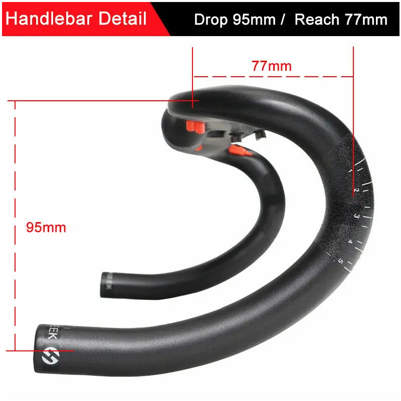 Manillar de Carbono TOSEEK 31.8mm 400mm 420mm 440mm Ligero con Enrutamiento Interno Ideal para Ciclismo de Ruta