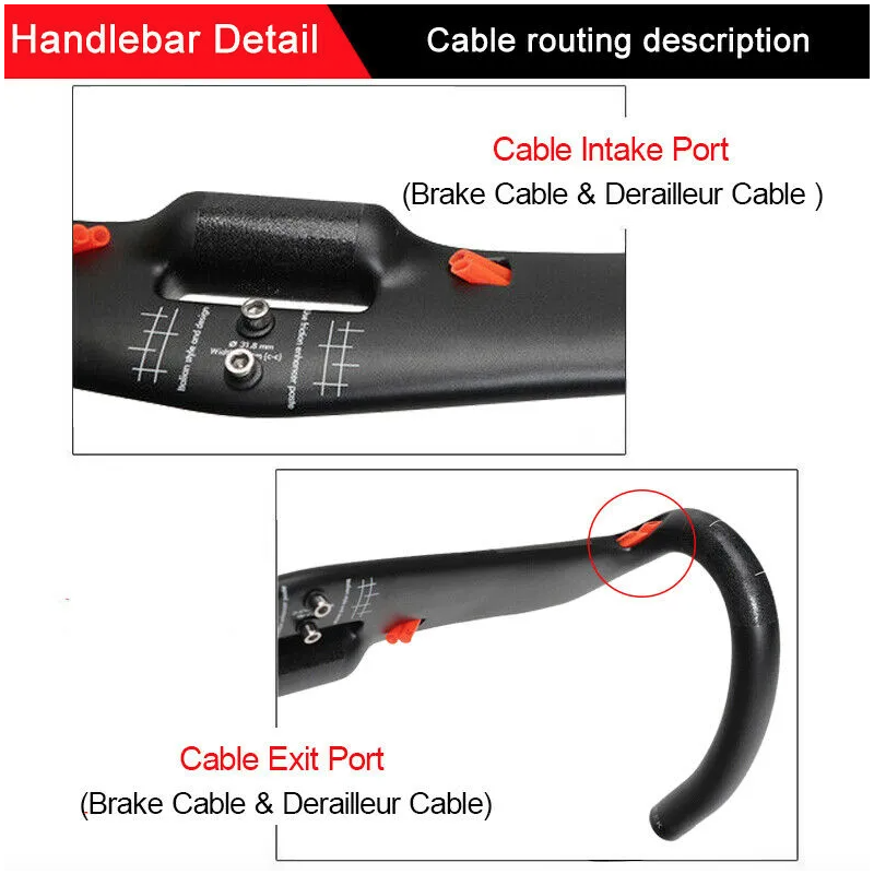 Manillar de Carbono TOSEEK 31.8mm 400mm 420mm 440mm Ligero con Enrutamiento Interno Ideal para Ciclismo de Ruta