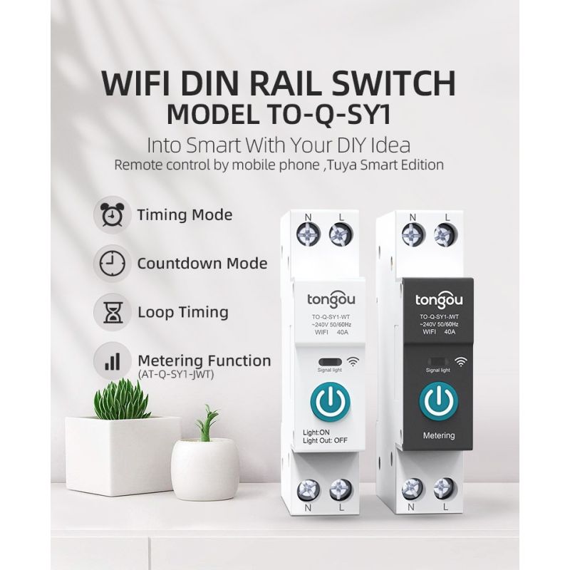 Disyuntor Inteligente TUYA WiFi TONGOU 63A para Hogar Inteligente - Control Remoto desde la APP