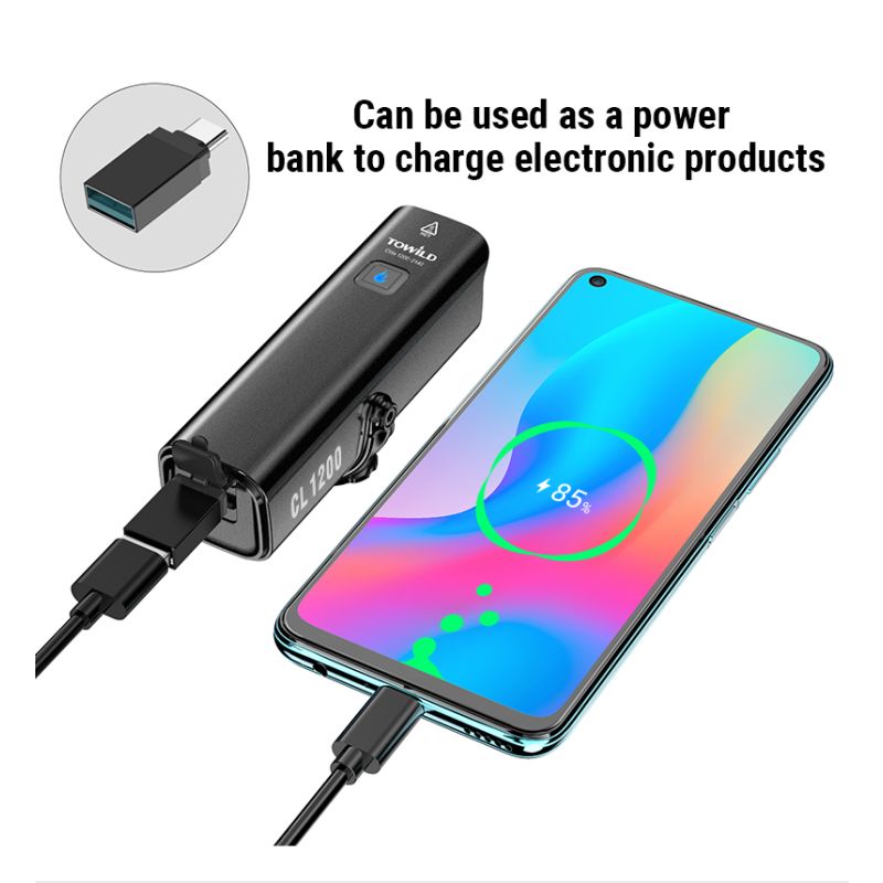 TOWILD CL1200 luz de bicicleta LED 1200LM USB recargable ciclismo nocturno lámpara delantera impermeable