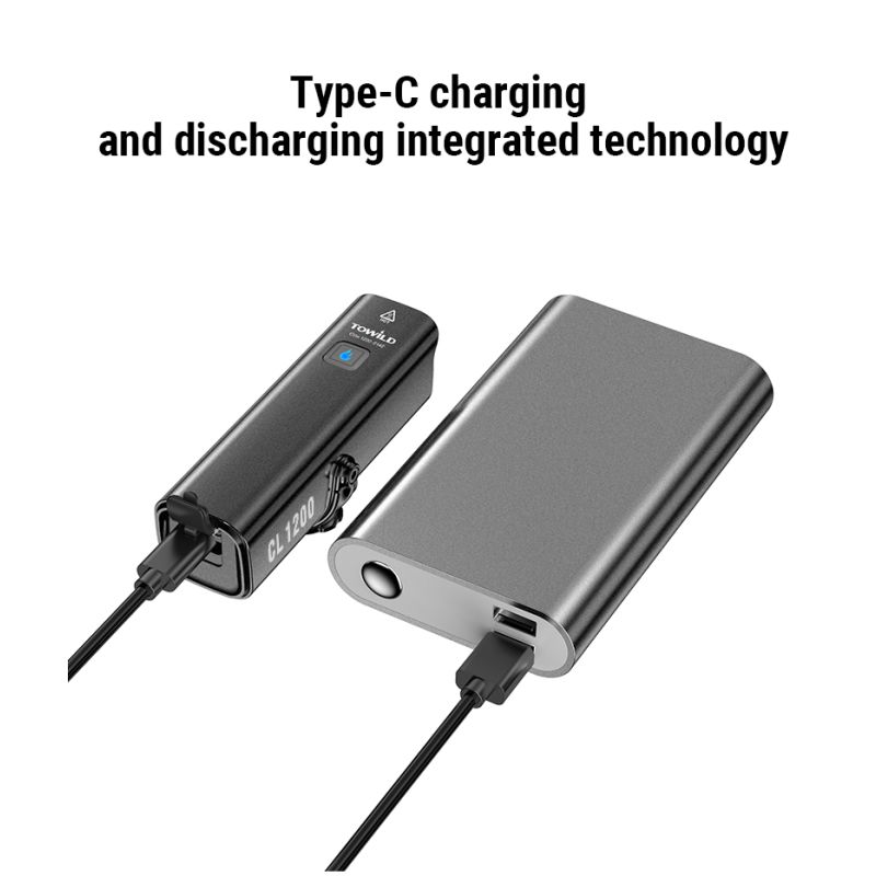 TOWILD CL1200 luz de bicicleta LED 1200LM USB recargable ciclismo nocturno lámpara delantera impermeable