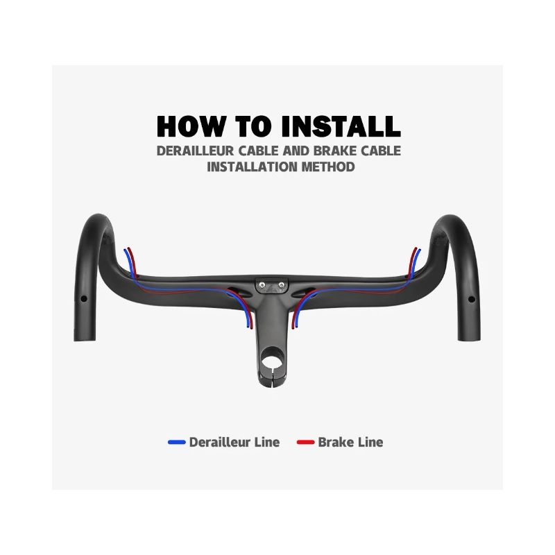 Manillar bicicleta carretera TOSEEK TR5500 vástago fibra carbono completa diseño aerodinámico negro mate