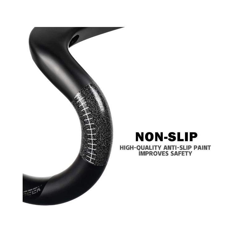 Manillar bicicleta carretera TOSEEK TR5500 vástago fibra carbono completa diseño aerodinámico negro mate