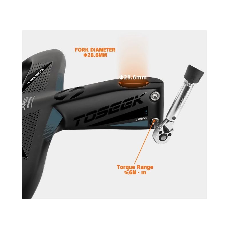 Manillar bicicleta carretera TOSEEK TR5500 vástago fibra carbono completa diseño aerodinámico negro mate