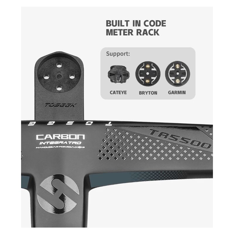 Manillar bicicleta carretera TOSEEK TR5500 vástago fibra carbono completa diseño aerodinámico negro mate