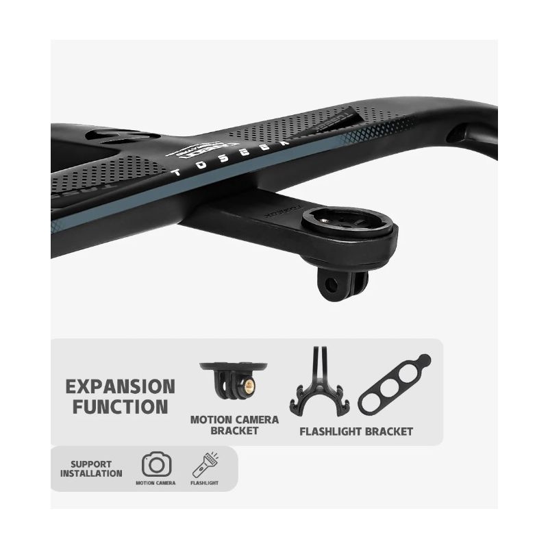 Manillar bicicleta carretera TOSEEK TR5500 vástago fibra carbono completa diseño aerodinámico negro mate