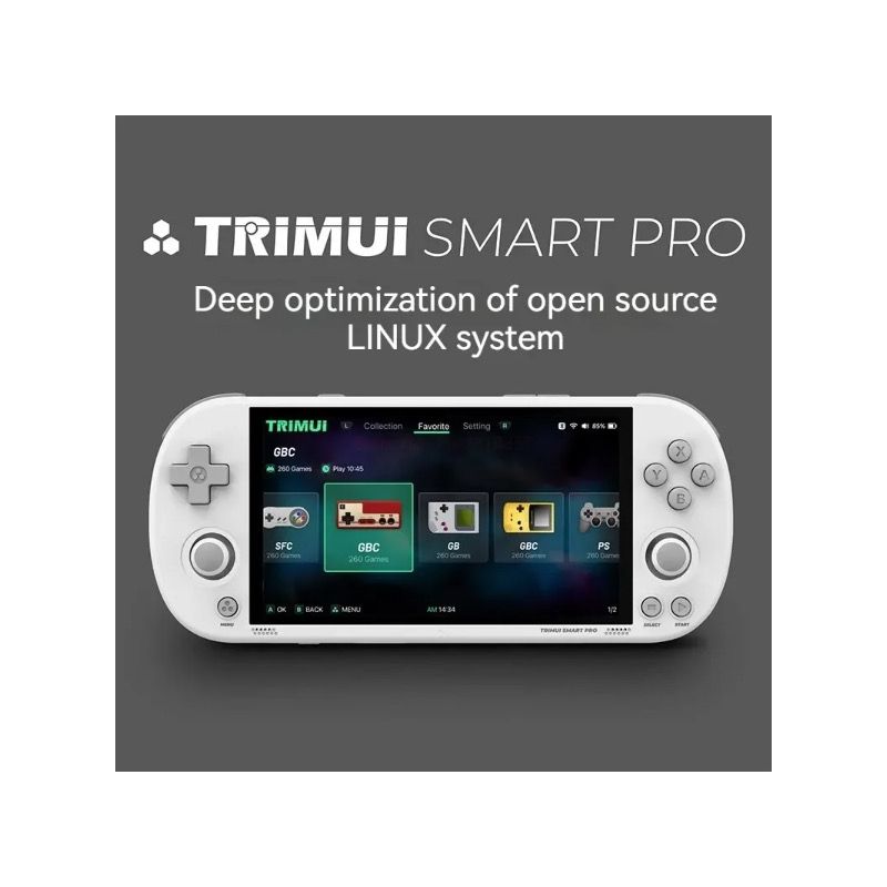 Trimui Smart Pro consola de juegos portátil vintage con pantalla HD IPS de 4.96 pulgadas y sistema Linux abierto