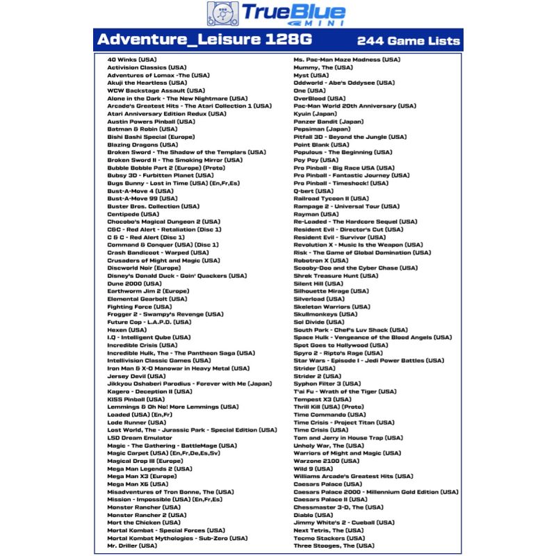 True Blue Mini Crackhead Pack 32G 64G para PlayStation Classic con títulos de PS1 y compatibilidad plug and play