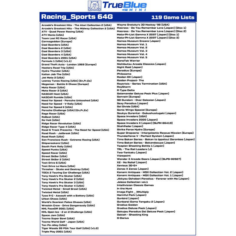 True Blue Mini Crackhead Pack 32G 64G para PlayStation Classic con títulos de PS1 y compatibilidad plug and play