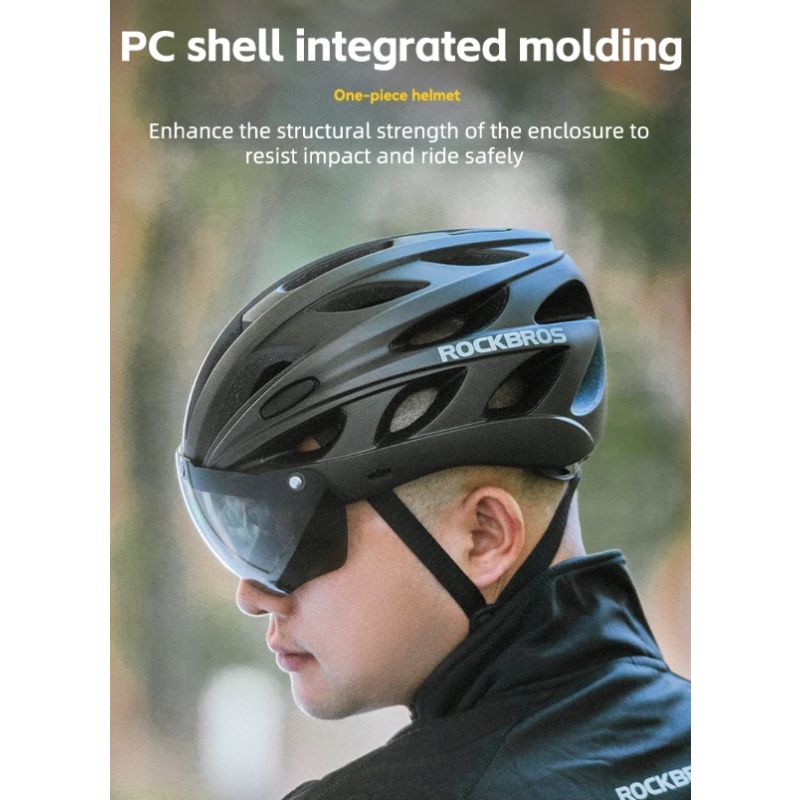 Casco de bicicleta ROCKBROS ultraligero moldeado integralmente con gafas extraíbles seguridad ciclismo MTB