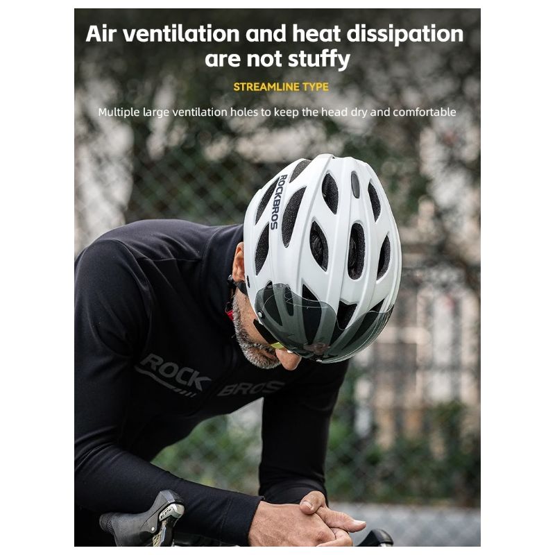 Casco de bicicleta ROCKBROS ultraligero moldeado integralmente con gafas extraíbles seguridad ciclismo MTB