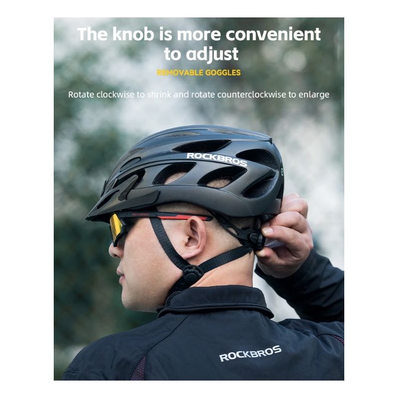 Casco de bicicleta ROCKBROS ultraligero moldeado integralmente con gafas extraíbles seguridad ciclismo MTB