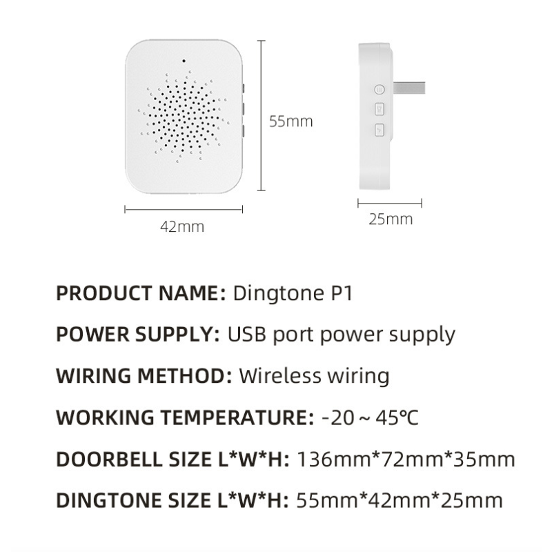 U9 Videoportero Inalámbrico IP65 con Batería de Larga Duración, Cámara Seguridad WIFI y Audio Bidireccional HD