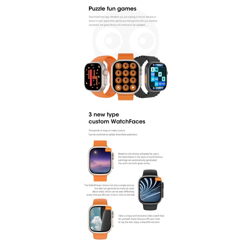 Smartwatch Ultra 9 de 49mm con Llamada Bluetooth, GPS, NFC, IP68. Reloj Inteligente 2025.