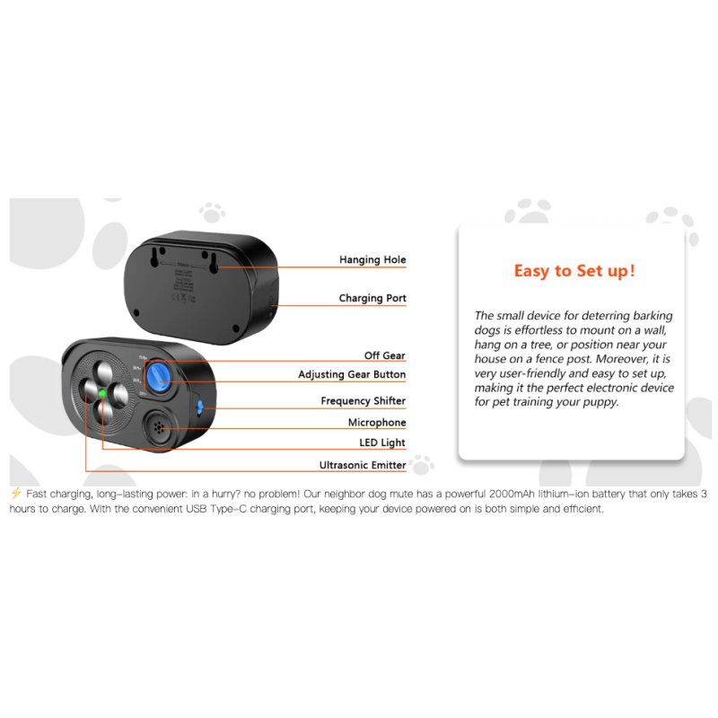 Dispositivo Ultrasónico Antiladridos para Perros Automático - Disuasor Control de Ruido Eficiente