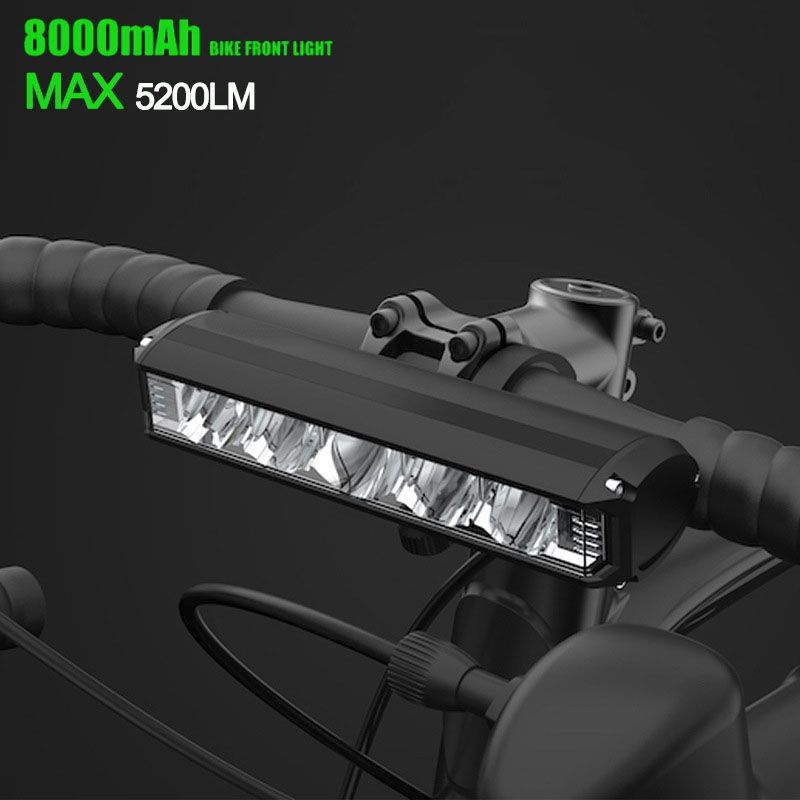 Luz delantera bicicleta LED 5200 lúmenes batería 8000mAh modos ajustables impermeable IPX5 ciclismo seguro