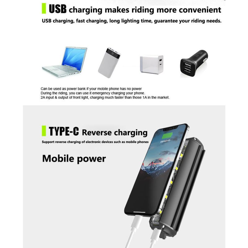 Luz delantera bicicleta LED 5200 lúmenes batería 8000mAh modos ajustables impermeable IPX5 ciclismo seguro