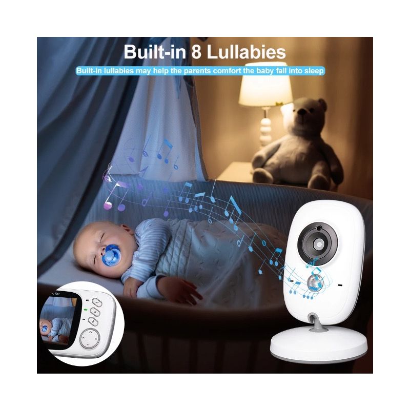 Monitor de Bebé VB603 con Video y 2.4G Audio Bidireccional Visión Nocturna Seguridad Infantil Confiable y Moderna