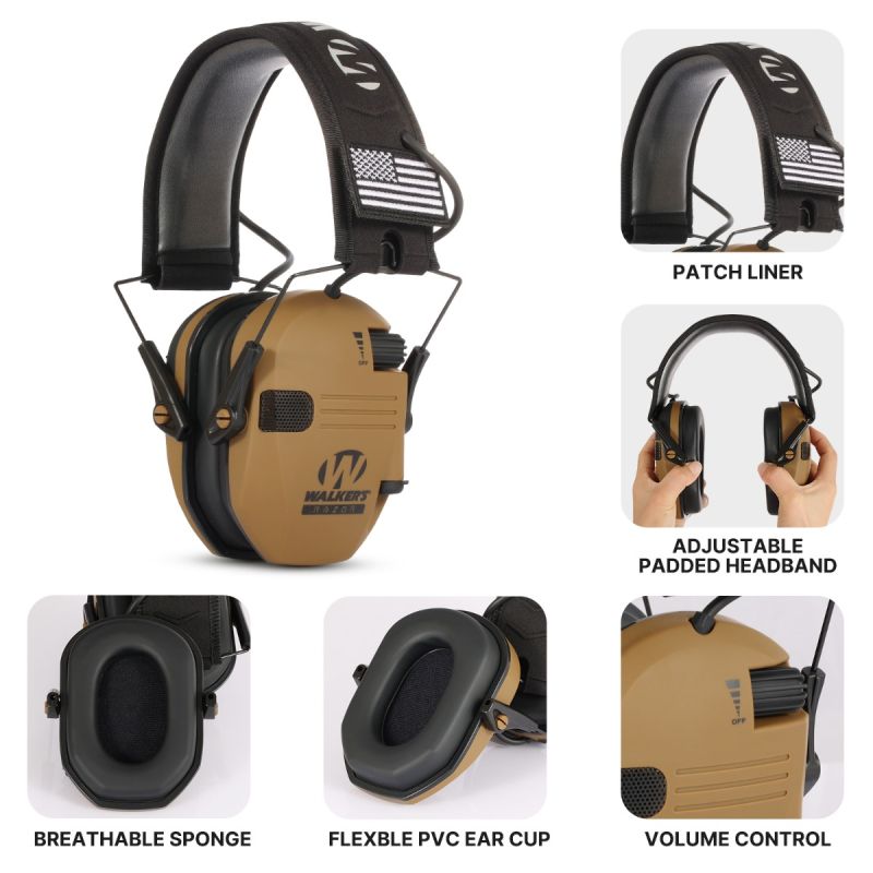 Walkers Razor Orejeras Auriculares Activos Cancelling Ruido Protección Auditiva Avanzada para Caza Segura