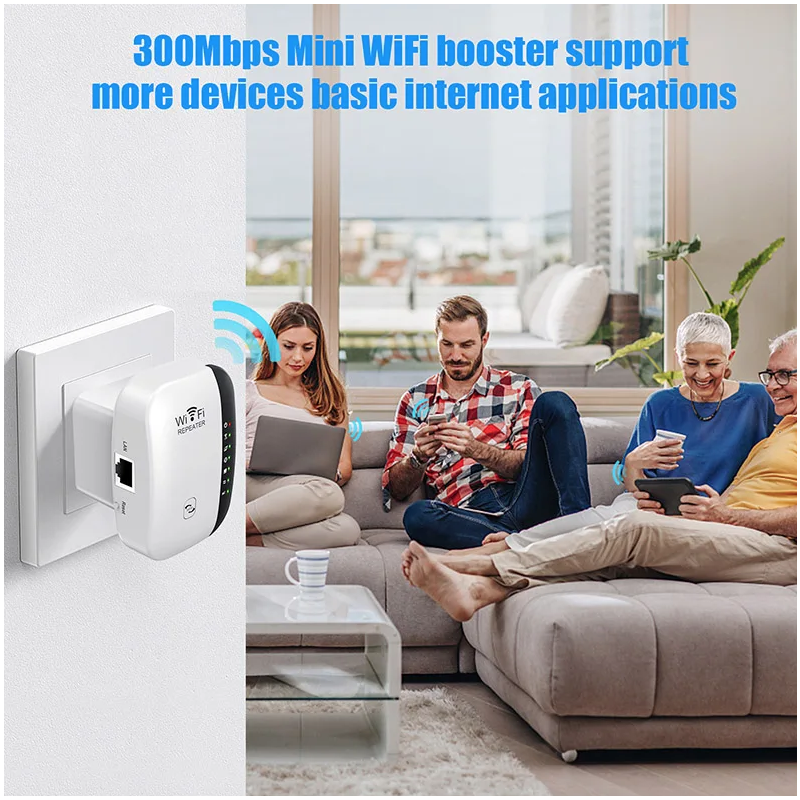 Repetidor WiFi 300Mbps para Pared | Amplificador de Señal Cobertura A Través de la Pared para Hogar Smart TV